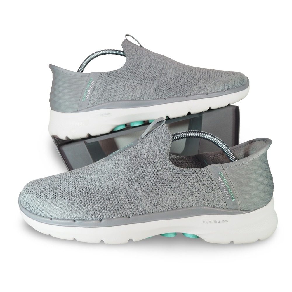 Skechers Slip-ins Go Walk 6 Shoes Womens 8.5 Grey‎ Hands Free 124569 Sneaker